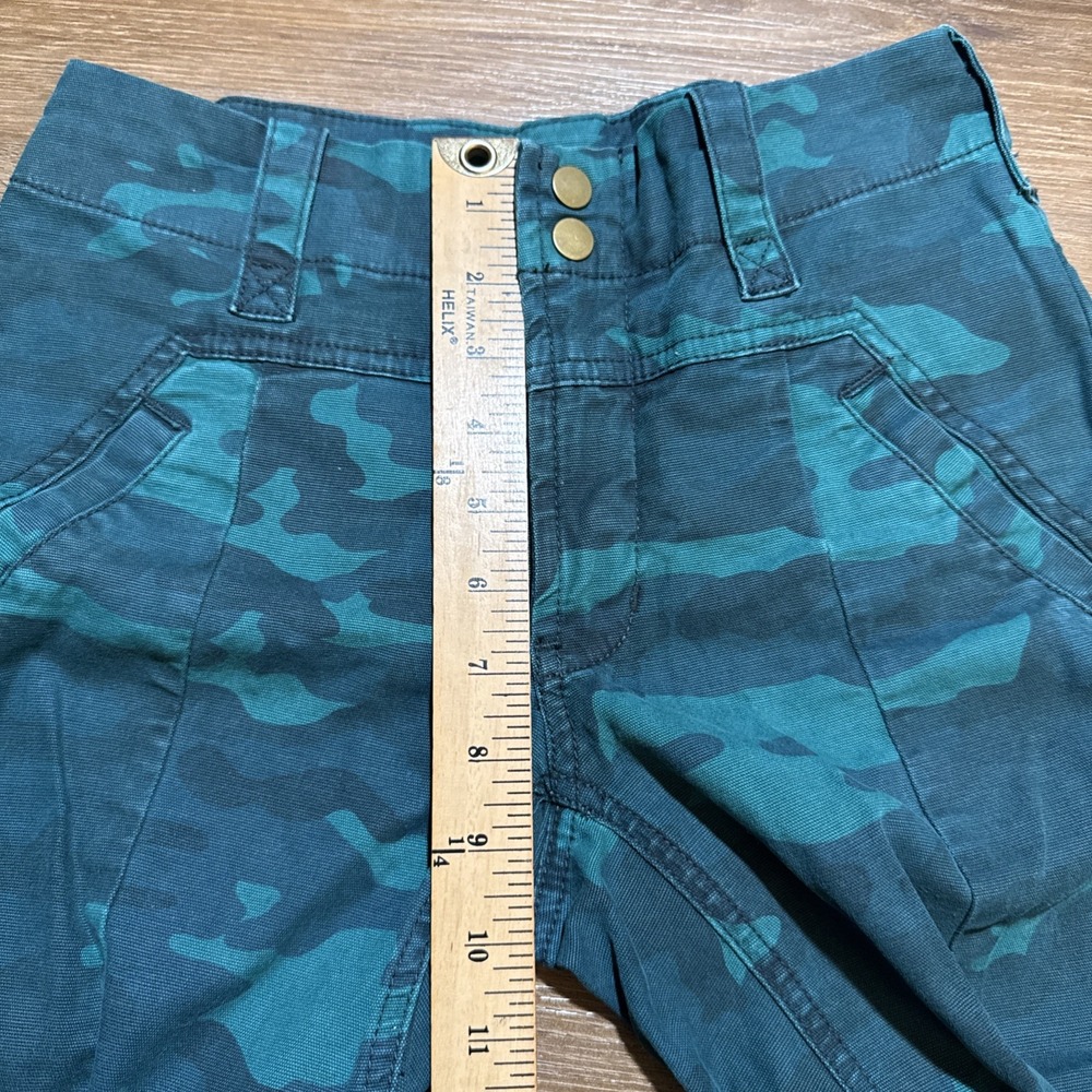 Anthropologie 25 PETITE Austin Cargo Utility Crop Pant Mid-Rise Turquoise‎ Green - Picture 12 of 16